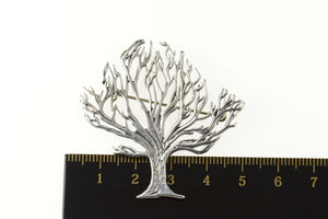 Sterling Silver Tree of Life Ornate Realistic Statement Pin/Brooch