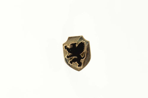 10K Black Griffon Enamel Two Tone Shield Lapel Pin/Brooch Yellow Gold