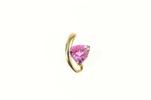 Load image into Gallery viewer, 14K Trillion Pink Sapphire Solitaire Statement Pendant Yellow Gold