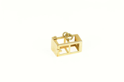 14K Squared Cage Box Retro Opening Charm/Pendant Yellow Gold