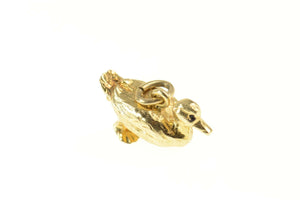 14K 3D Ornate Mallard Duck Bird Charm/Pendant Yellow Gold