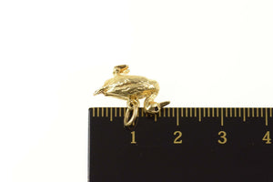 14K 3D Ornate Mallard Duck Bird Charm/Pendant Yellow Gold