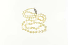 Load image into Gallery viewer, 14K Retro Sim. Pearl Classic Simple Statement Necklace 17&quot; White Gold