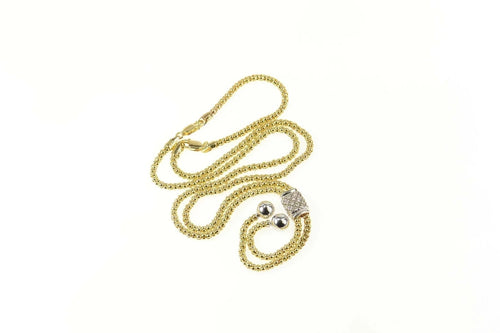 14K 0.56 Ctw Diamond Popcorn Bolo Tassel Fringe Necklace 21