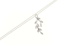 Load image into Gallery viewer, 14K 0.28 Ctw Diamond Encrusted Leaf Branch Vine Necklace 17.75&quot; White Gold
