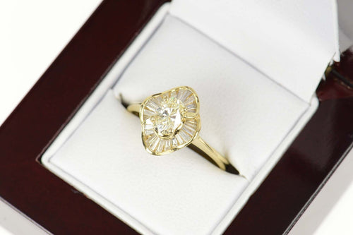 14K 1.41 Ctw Oval Diamond Ballerina Engagement Ring Size 8.25 Yellow Gold