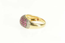 Load image into Gallery viewer, 14K Pave Natural Ruby Diamond Domed Band Ring Size 7.25 Yellow Gold