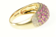 Load image into Gallery viewer, 14K Pave Natural Ruby Diamond Domed Band Ring Size 7.25 Yellow Gold