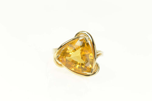 14K Trillion Citrine Solitaire Cocktail Ring Size 6.5 Yellow Gold