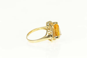 14K Trillion Citrine Solitaire Cocktail Ring Size 6.5 Yellow Gold