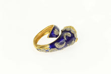 Load image into Gallery viewer, 18K Diamond Enamel Chinese Lion Wrap Ring Size 5.25 Yellow Gold