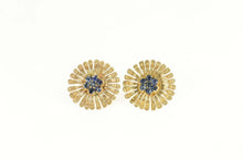 Load image into Gallery viewer, 14K Round Sapphire Flower Cluster Stud Earrings Yellow Gold