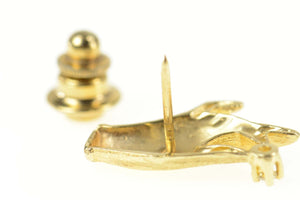 14K Diamond Textured Hand Ornate Lapel Pin/Brooch Yellow Gold
