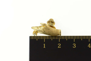 14K Diamond Textured Hand Ornate Lapel Pin/Brooch Yellow Gold