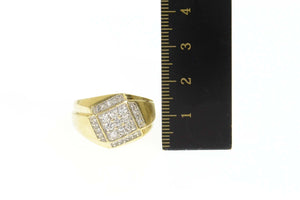 14K 0.81 Ctw Squared Diamond Cluster Men's Ring Size 10.25 Yellow Gold