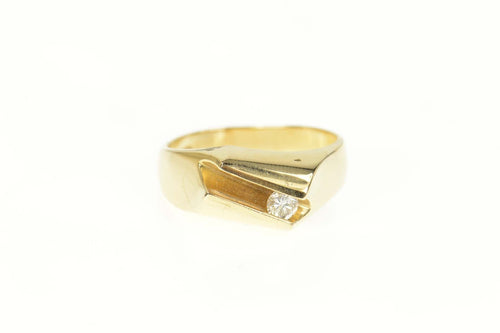 14K 0.20 Ct Diamond Slide Channel Statement Ring Size 9.75 Yellow Gold