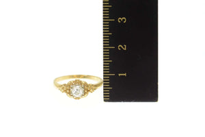 14K 0.27 Ct 1940's Diamond Floral Engagement Ring Size 6 Yellow Gold