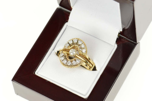 14K 0.60 Ctw Diamond Engagement Oval Bridal Set Ring Size 9.25 Yellow Gold