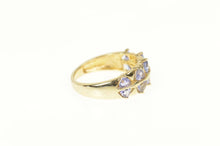 Load image into Gallery viewer, 14K Trillion Tanzanite Geometric Wedding Band Ring Size 5 Yellow Gold