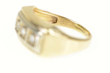 Load image into Gallery viewer, 10K Squared Retro Diamond Two Tone Statement Ring Size 6.75 Yellow Gold