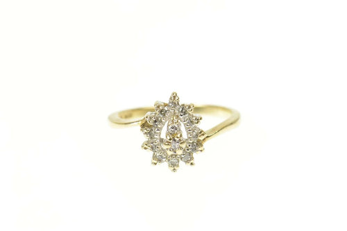 10K Pear Diamond Halo Promise Engagement Ring Size 5.25 Yellow Gold