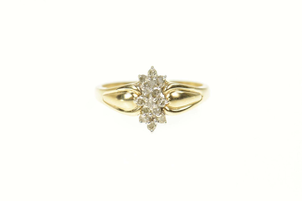 10K Diamond Cluster Curved Classic Statement Ring Size 6.5 Yellow Gold