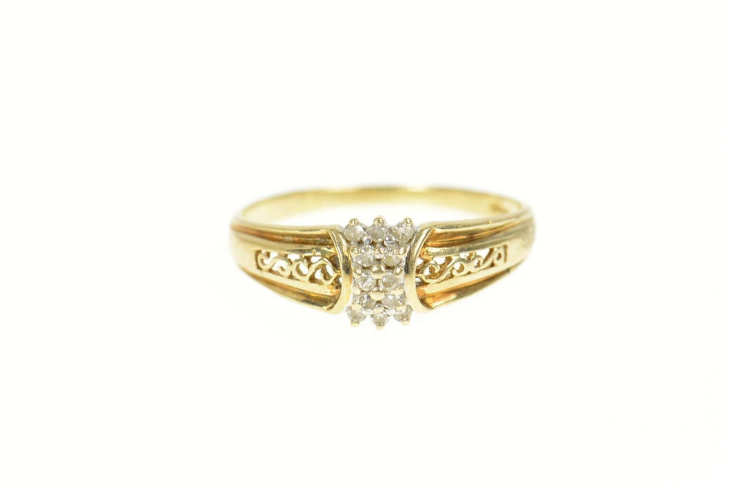 10K Diamond Cluster Scroll Filigree Promise Ring Size 9.25 Yellow Gold