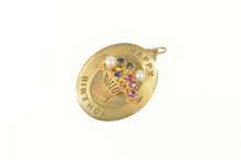 Load image into Gallery viewer, 14K Happy Birthday Retro Sapphire Ruby Pearl Charm/Pendant Yellow Gold