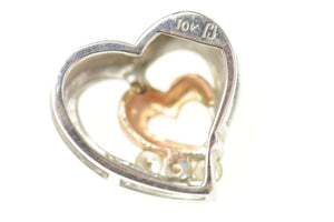 10K Two Tone Diamond Heart Love Symbol Pendant White Gold