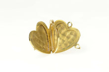 Load image into Gallery viewer, 14K Retro Heart Four Photo Shamrock Locket Pendant Yellow Gold