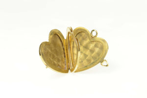 14K Retro Heart Four Photo Shamrock Locket Pendant Yellow Gold