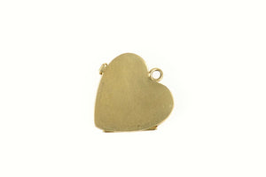 14K Retro Heart Four Photo Shamrock Locket Pendant Yellow Gold