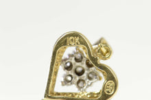 Load image into Gallery viewer, 10K Heart Diamond Flower Cluster Love Symbol Pendant Yellow Gold