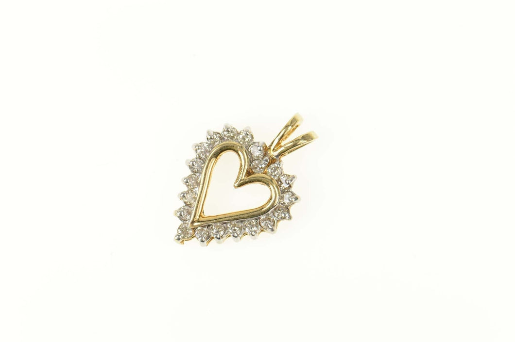 10K 0.20 Ctw Classic Diamond Heart Love Symbol Pendant Yellow Gold