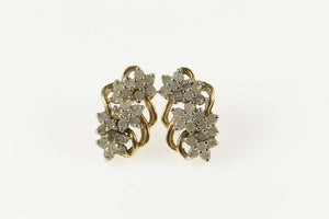 10K 0.50 Ctw Diamond Flower Cluster Stud Earrings Yellow Gold