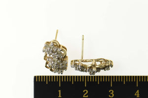 10K 0.50 Ctw Diamond Flower Cluster Stud Earrings Yellow Gold