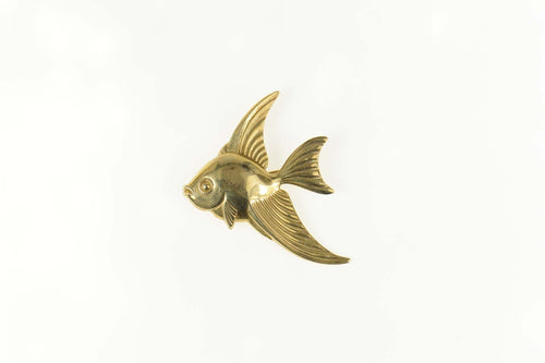 10K Angel Fish Retro Statement Pin/Brooch Yellow Gold