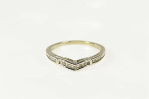 10K Diamond Classic Chevron Wedding Band Ring Size 8.75 White Gold