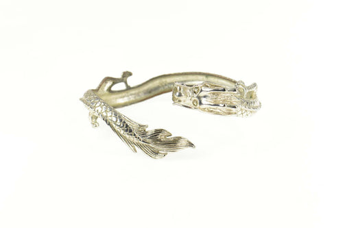 Sterling Silver Elaborate Chinese Dragon Wrap Cuff Bangle Bracelet 7.5