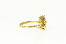 Load image into Gallery viewer, 14K Emerald Enamel Flower Statement Engagement Ring Size 8.25 Yellow Gold