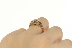 10K 0.58 Ctw Squared Diamond Cluster Statement Ring Size 6.75 Rose Gold