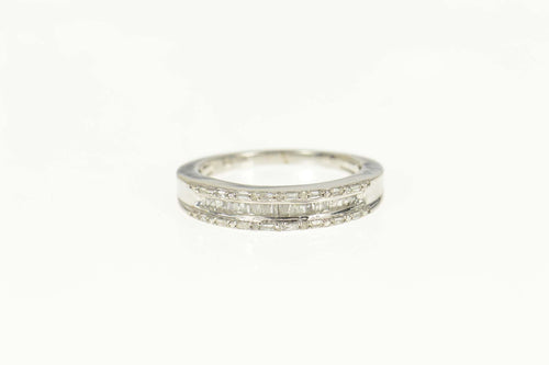 10K 0.38 Ctw Baguette Diamond Wedding Band Ring Size 6.75 White Gold