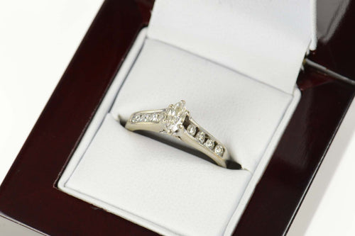 14K 0.53 Ctw Marquise Diamond Classic Engagement Ring Size 7.5 White Gold