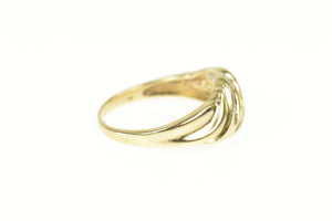 14K Baguette Diamond Inset Wavy Statement Ring Size 7.25 Yellow Gold