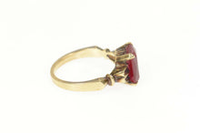 Load image into Gallery viewer, 10K Emerald Cut Syn. Ruby 1940&#39;s Statement Ring Size 6.75 Yellow Gold