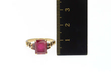 Load image into Gallery viewer, 10K Emerald Cut Syn. Ruby 1940&#39;s Statement Ring Size 6.75 Yellow Gold