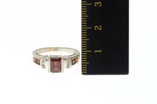 Load image into Gallery viewer, 10K Emerald Cut Garnet Diamond Statement Ring Size 6 White Gold