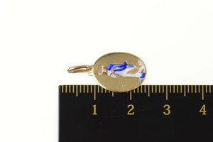 14K Enamel Jesus Christ Oval Christian Charm/Pendant Yellow Gold