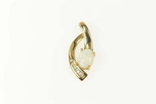 Load image into Gallery viewer, 14K Oval Opal Diamond Curvy Drop Statement Pendant Yellow Gold