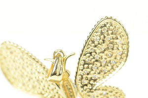 14K Pave Diamond Encrusted Butterfly Symbol Pendant Yellow Gold